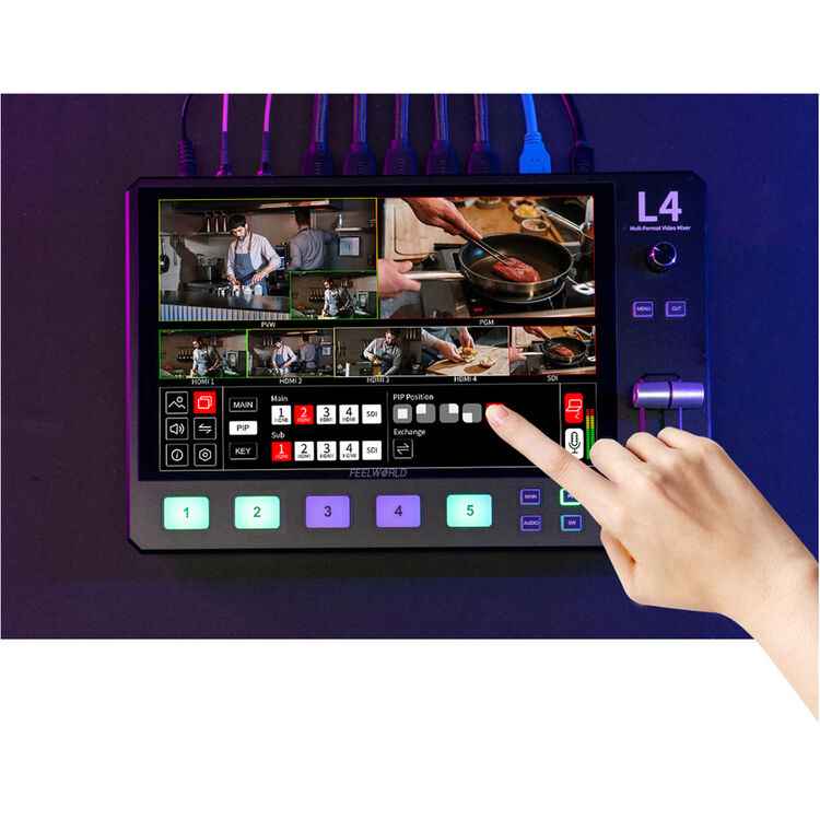 FeelWorld L4 — Switcher Livestream HDMI avec écran LCD 10,1" — vue 2