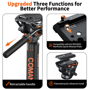 COMAN DK327AQ6 - Monopode Vidéo avec Tête Fluide Q6 et Base Trépied — miniature 10