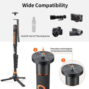 COMAN DK327AQ6 - Monopode Vidéo avec Tête Fluide Q6 et Base Trépied — miniature 5