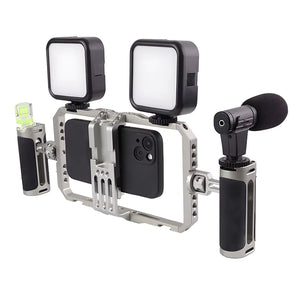 Kit Cage Stabilisateur Smartphone pour Vlog — Cage Alu + 2 LED + Micro + Trépied — miniature 2