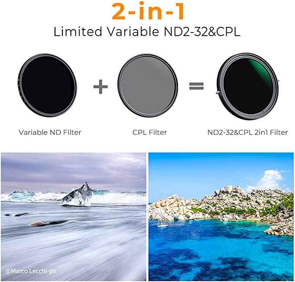 Filtre ND  K&F CONCEPT  réglable variable 2 en 1 - Motion19